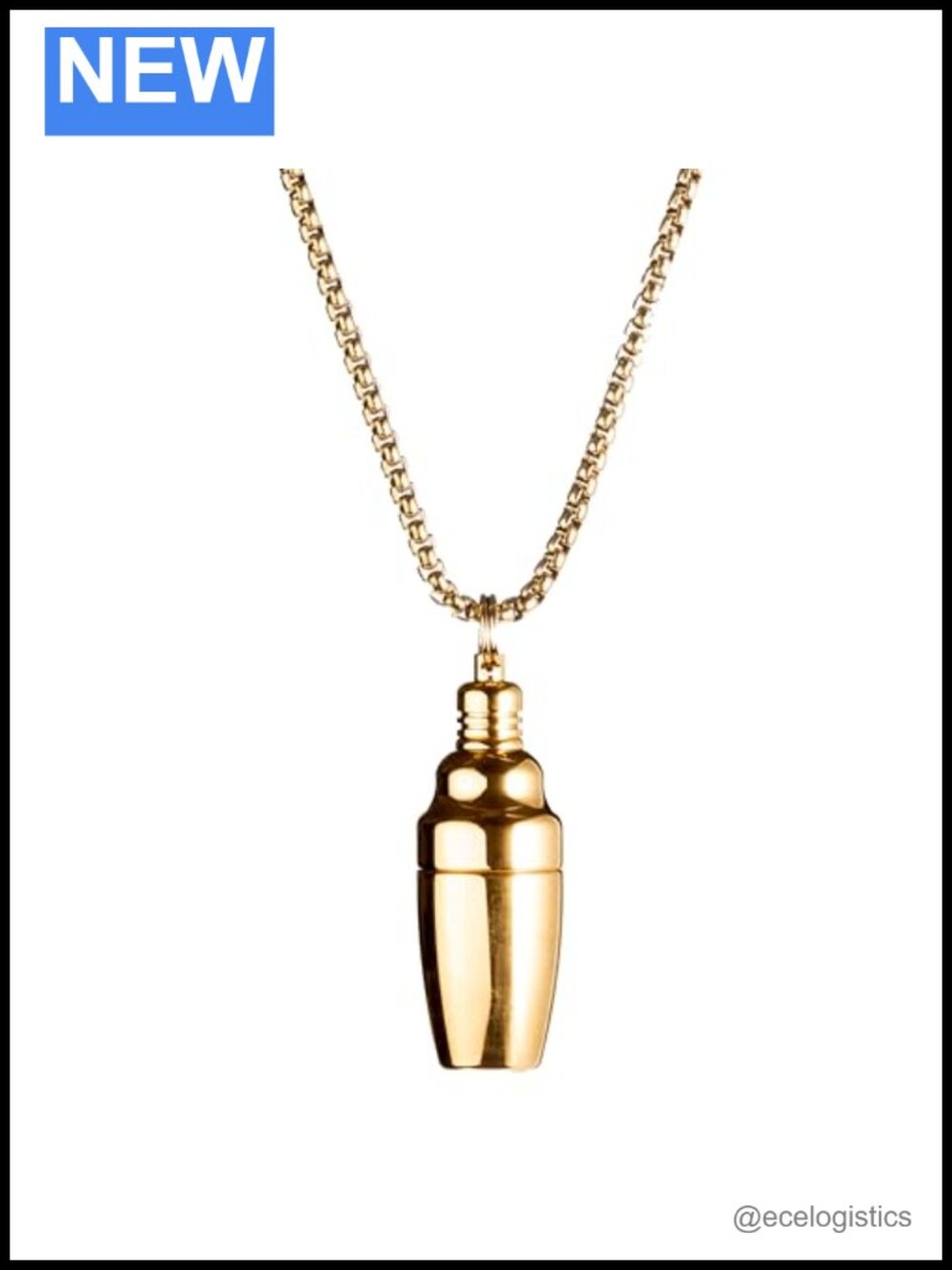 Miniature Cocktail Shaker Necklace Stainless Steel Pendant Bar Accessory